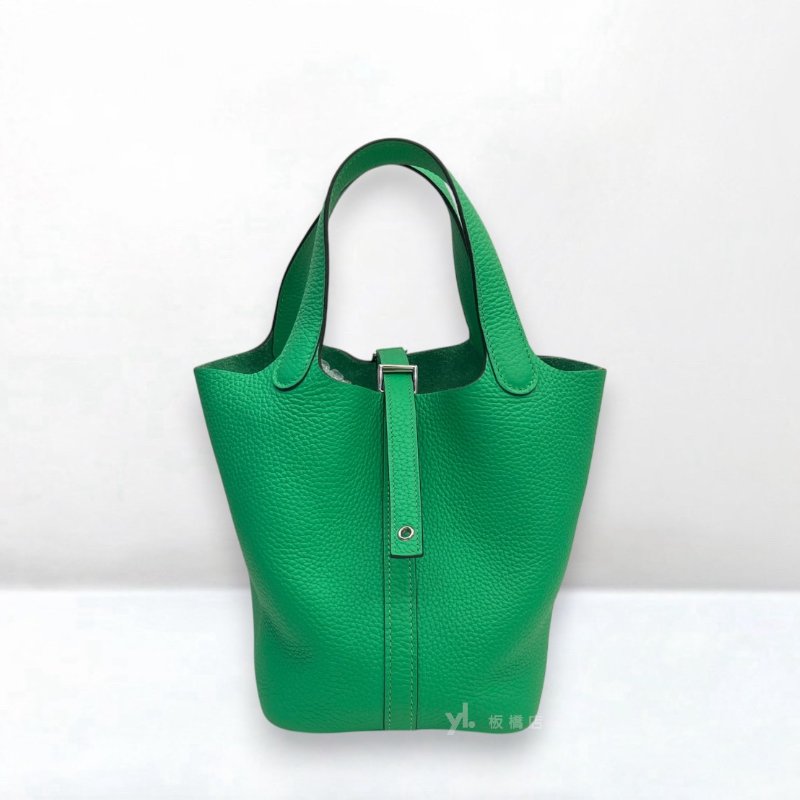 S5295-HERMES包包 竹子綠銀釦TC皮 PICOTIN 18-0