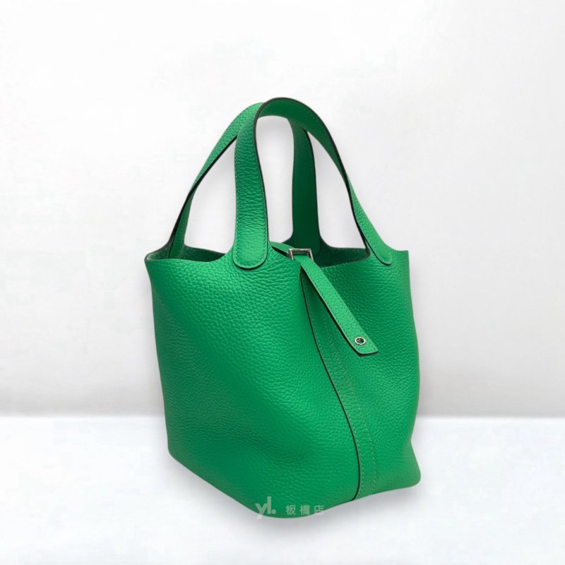 S5295-HERMES包包 竹子綠銀釦TC皮 PICOTIN 18-1