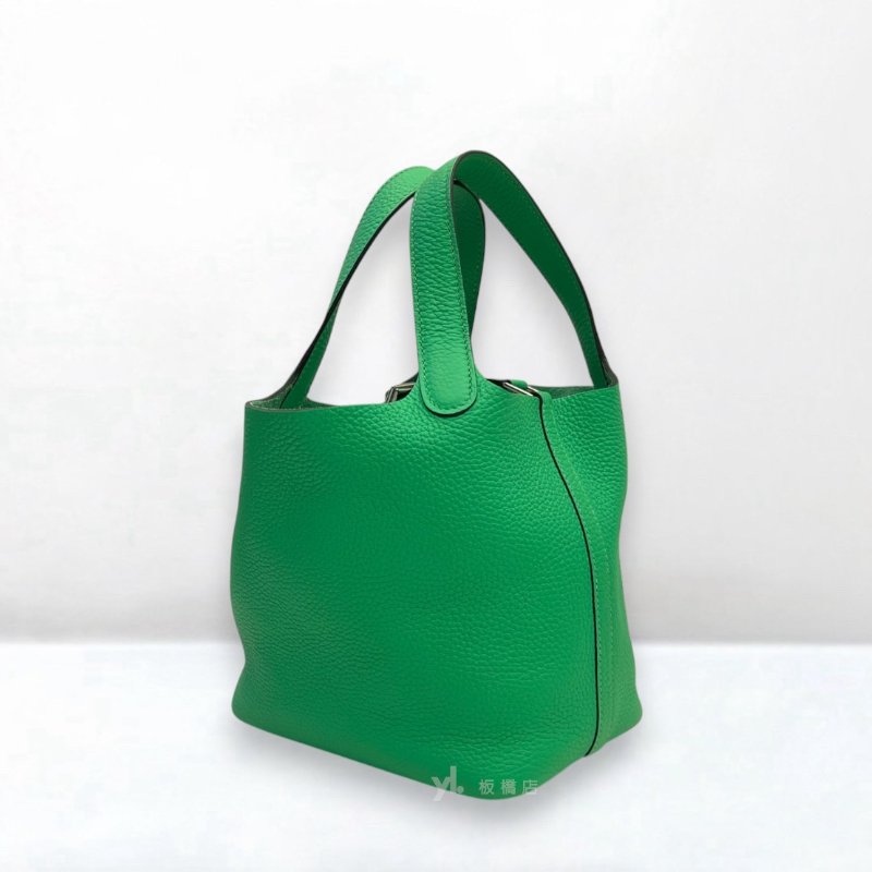 S5295-HERMES包包 竹子綠銀釦TC皮 PICOTIN 18-2