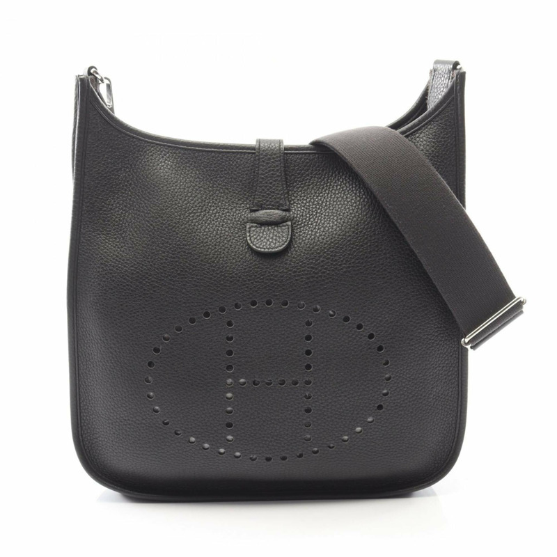 愛馬仕 Hermès Evelyn 3 Trois GM 單背包/手提包,Taurillon Clemence 皮革,黑色-0