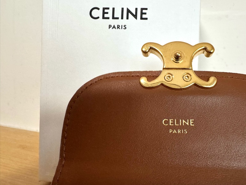 CELINE 凱旋門白老花 短夾-1