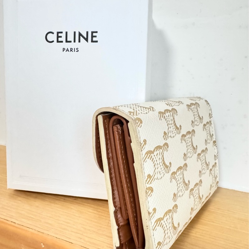 CELINE 凱旋門白老花 短夾-2