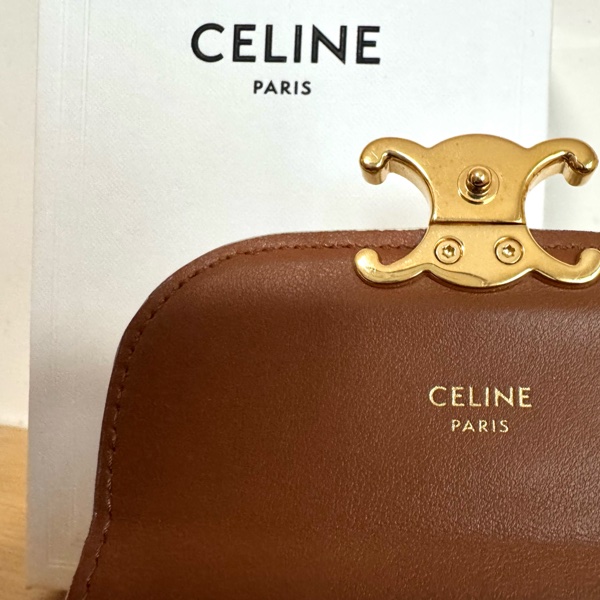 CELINE 凱旋門白老花 短夾-3