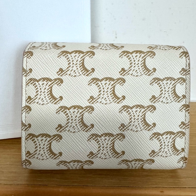 CELINE 凱旋門白老花 短夾-6