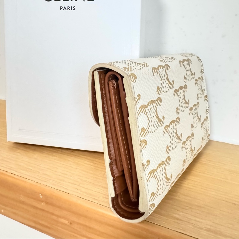 CELINE 凱旋門白老花 短夾-7