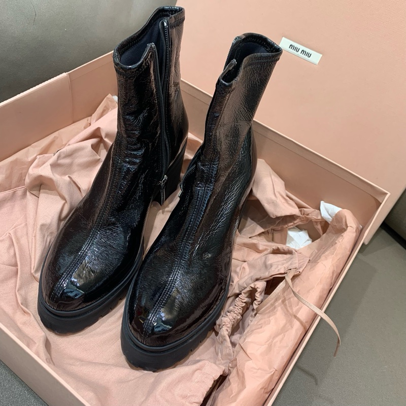 98新miumiu 繆繆 方跟短靴 37碼 附件：塵袋+盒-4