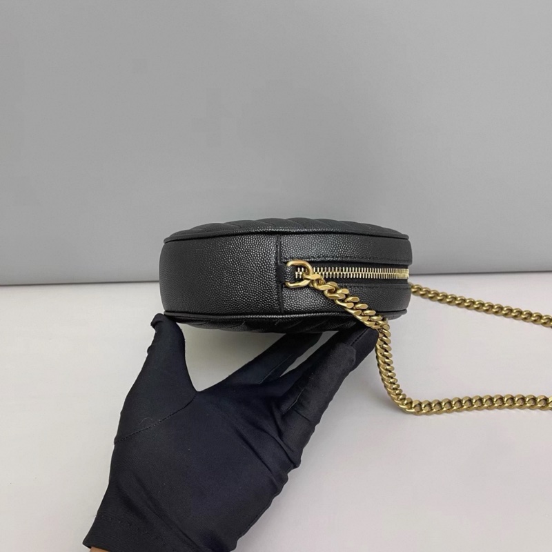 YSL聖羅蘭Vinyle黑金魚子醬皮圓餅包-2