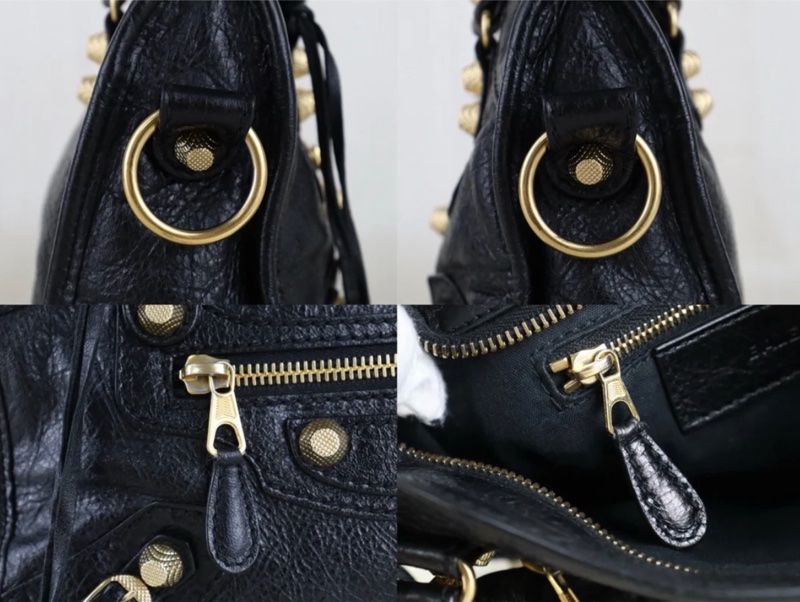 「JL精品代購」98新 Balenciaga mini city 機車包黑金-8