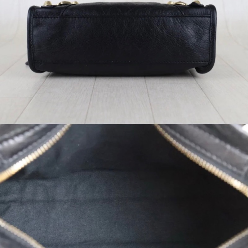「JL精品代購」98新 Balenciaga mini city 機車包黑金-9