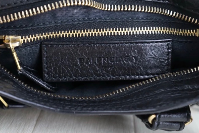 「JL精品代購」98新 Balenciaga mini city 機車包黑金-10