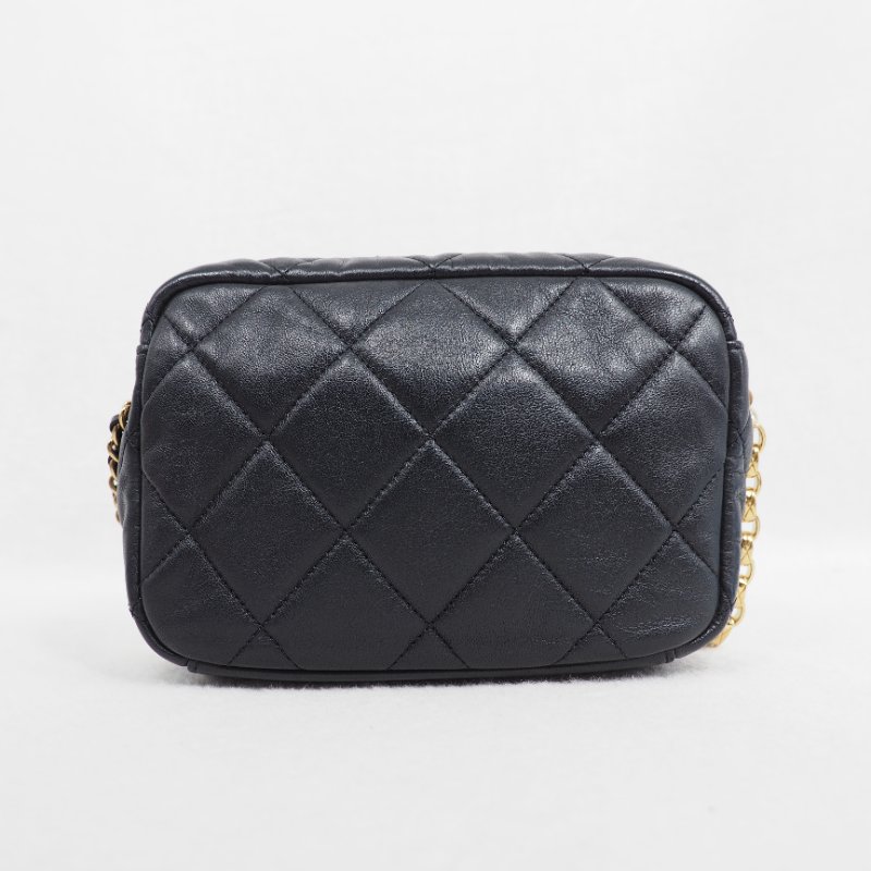 Chanel 22A Camera bag 香奈兒通花鏈大珍珠logo黑色相機包-6