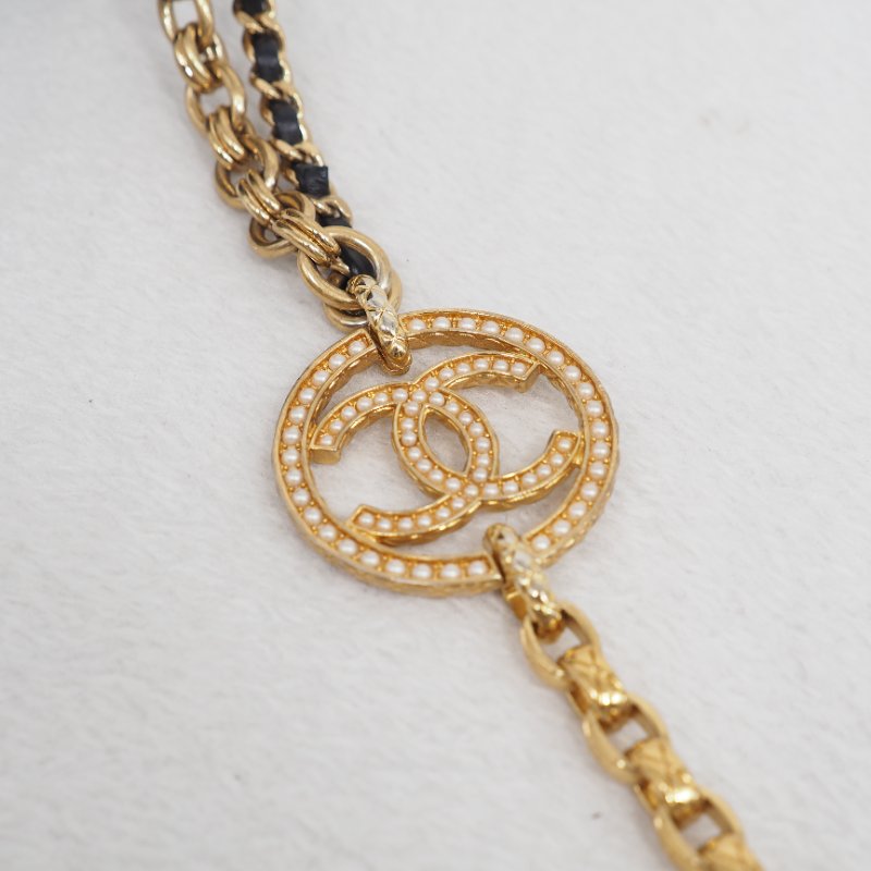 Chanel 22A Camera bag 香奈兒通花鏈大珍珠logo黑色相機包-21