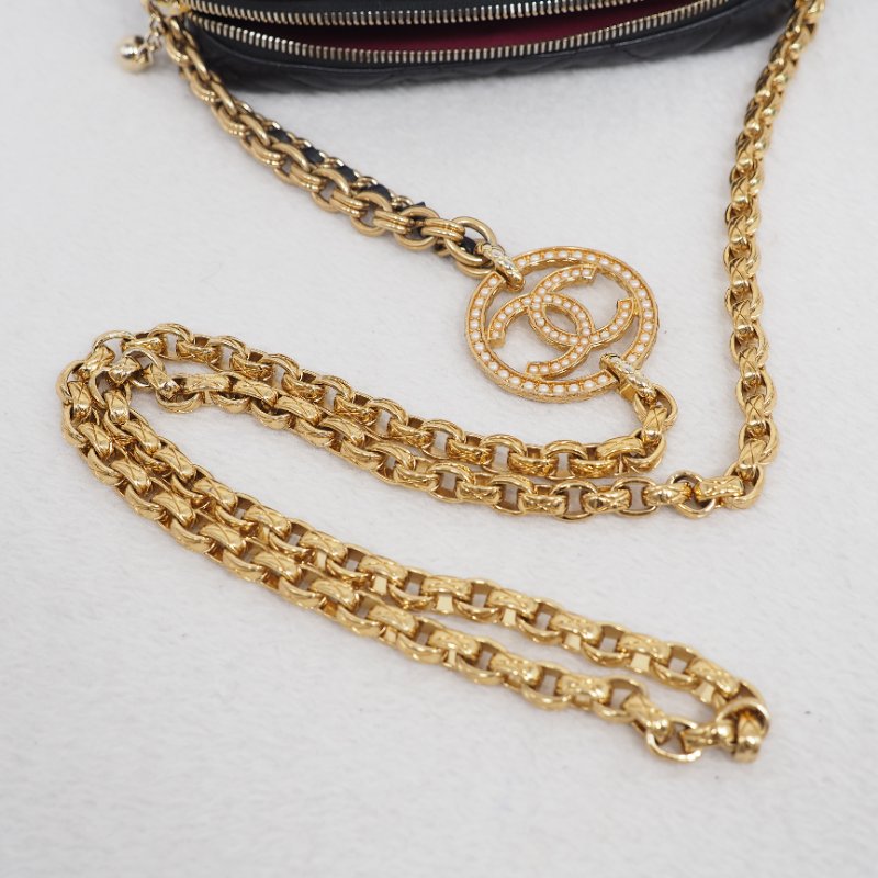 Chanel 22A Camera bag 香奈兒通花鏈大珍珠logo黑色相機包-23