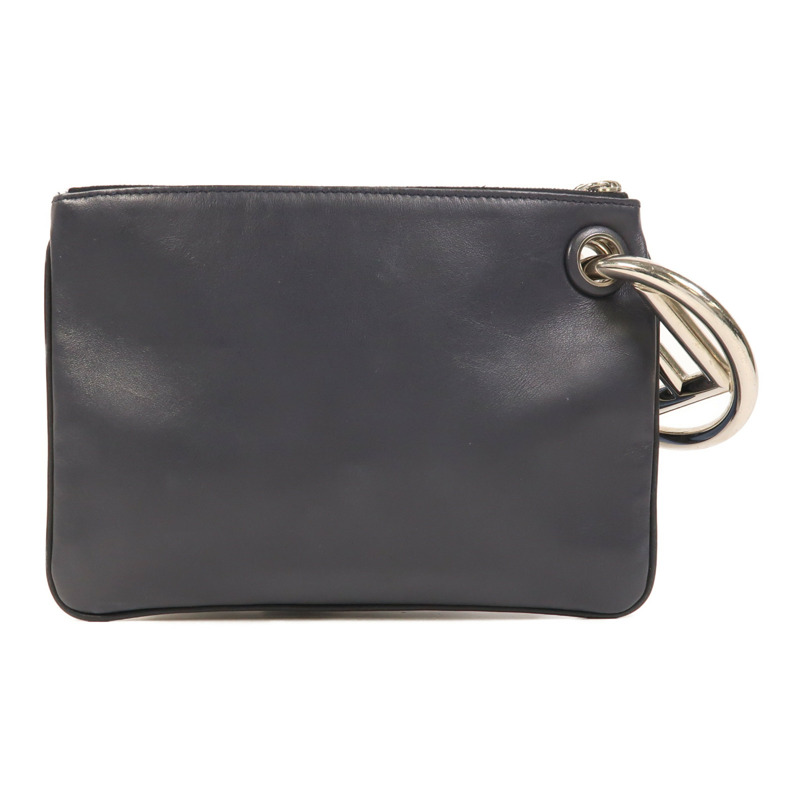 FENDI 牛皮皮革Triplette Clutch銀扣手拿包-1