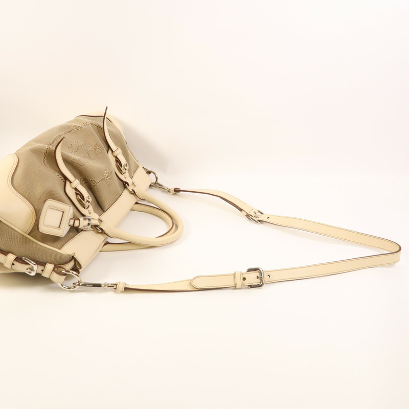 PRADA 帆布/牛皮皮革2 Way Shoulder銀扣手挽肩背兩用袋-8
