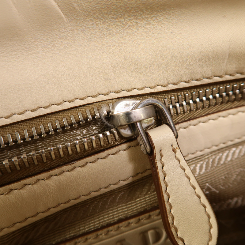 PRADA 帆布/牛皮皮革2 Way Shoulder銀扣手挽肩背兩用袋-18