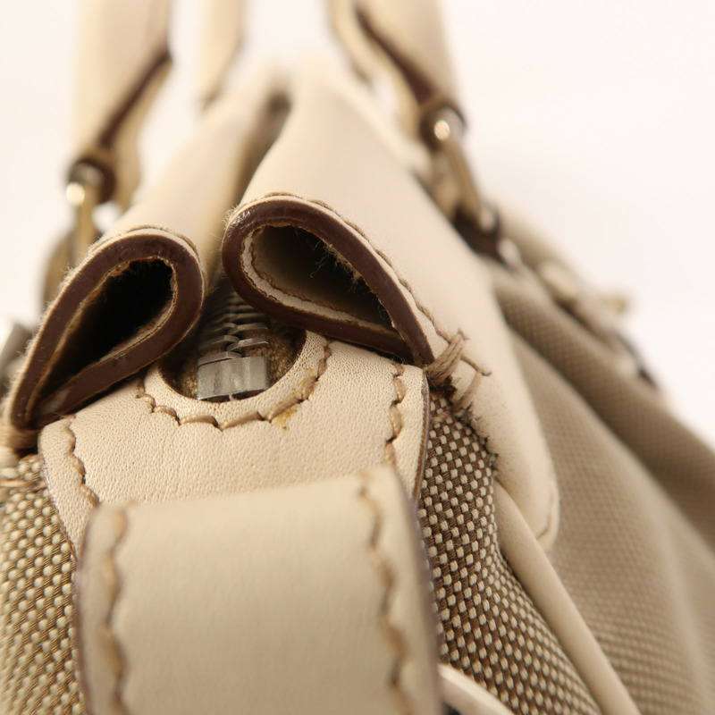 PRADA 帆布/牛皮皮革2 Way Shoulder銀扣手挽肩背兩用袋-19