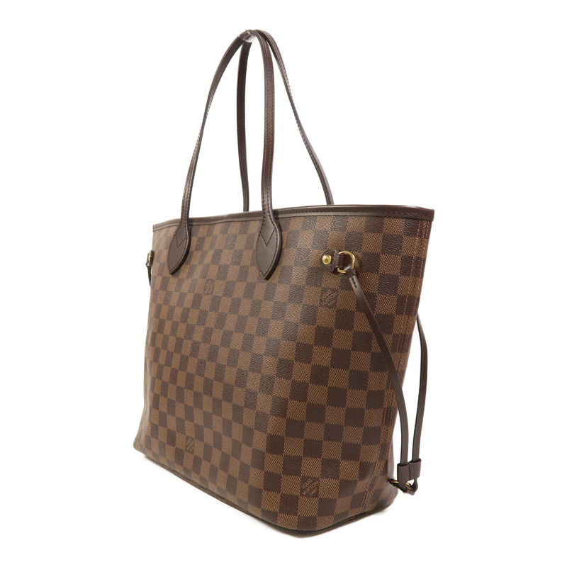 LOUIS VUITTON Damier Neverfull MM金扣手挽袋/肩背袋棕色-2