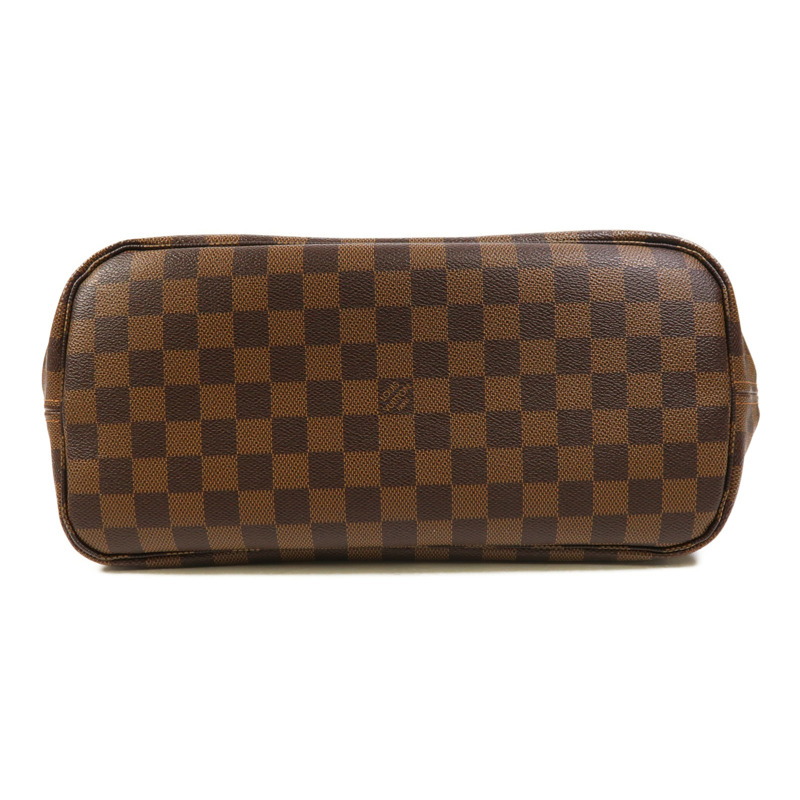 LOUIS VUITTON Damier Neverfull MM金扣手挽袋/肩背袋棕色-3