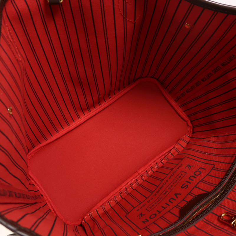 LOUIS VUITTON Damier Neverfull MM金扣手挽袋/肩背袋棕色-4