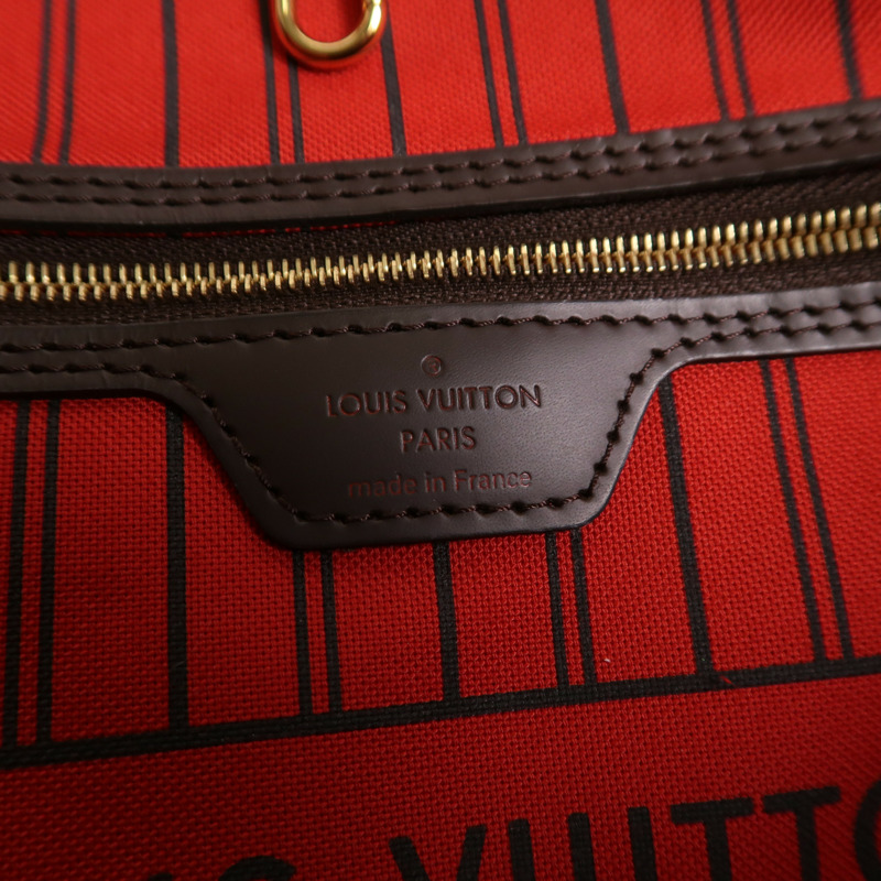 LOUIS VUITTON Damier Neverfull MM金扣手挽袋/肩背袋棕色-5