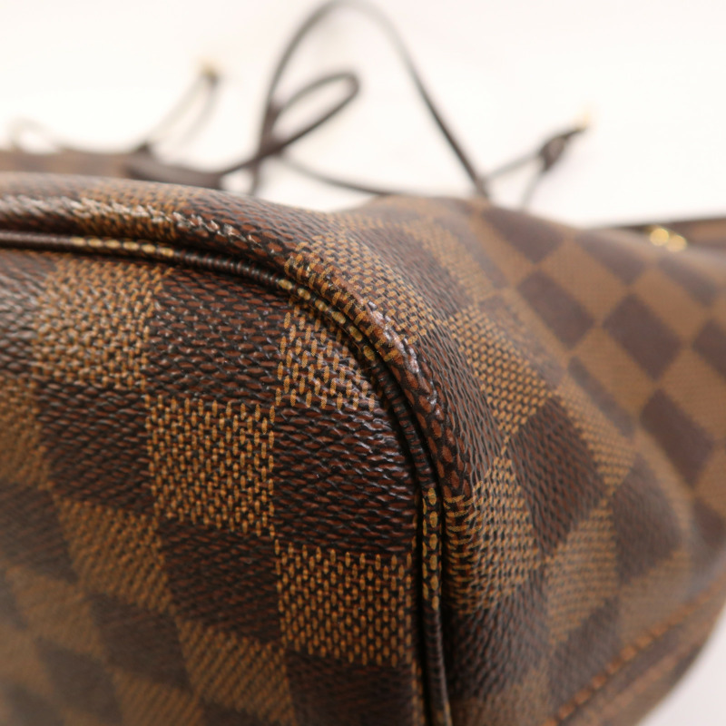 LOUIS VUITTON Damier Neverfull MM金扣手挽袋/肩背袋棕色-8
