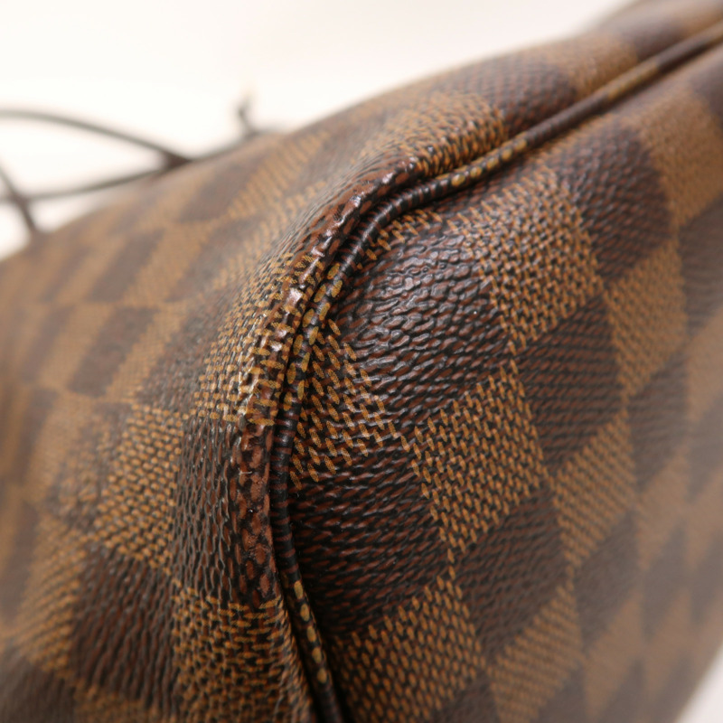 LOUIS VUITTON Damier Neverfull MM金扣手挽袋/肩背袋棕色-9