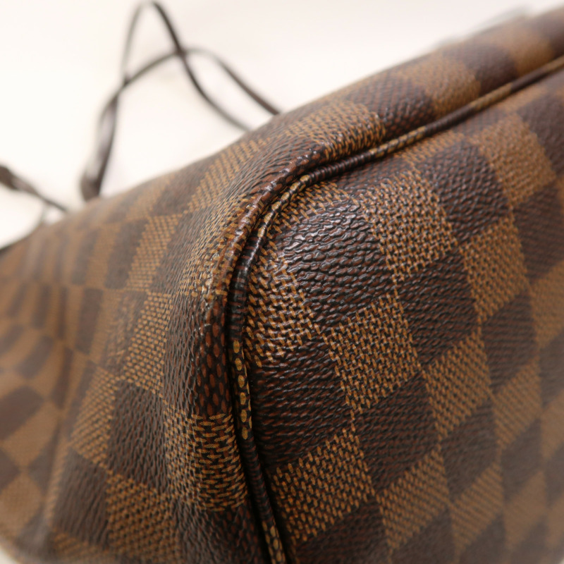 LOUIS VUITTON Damier Neverfull MM金扣手挽袋/肩背袋棕色-11