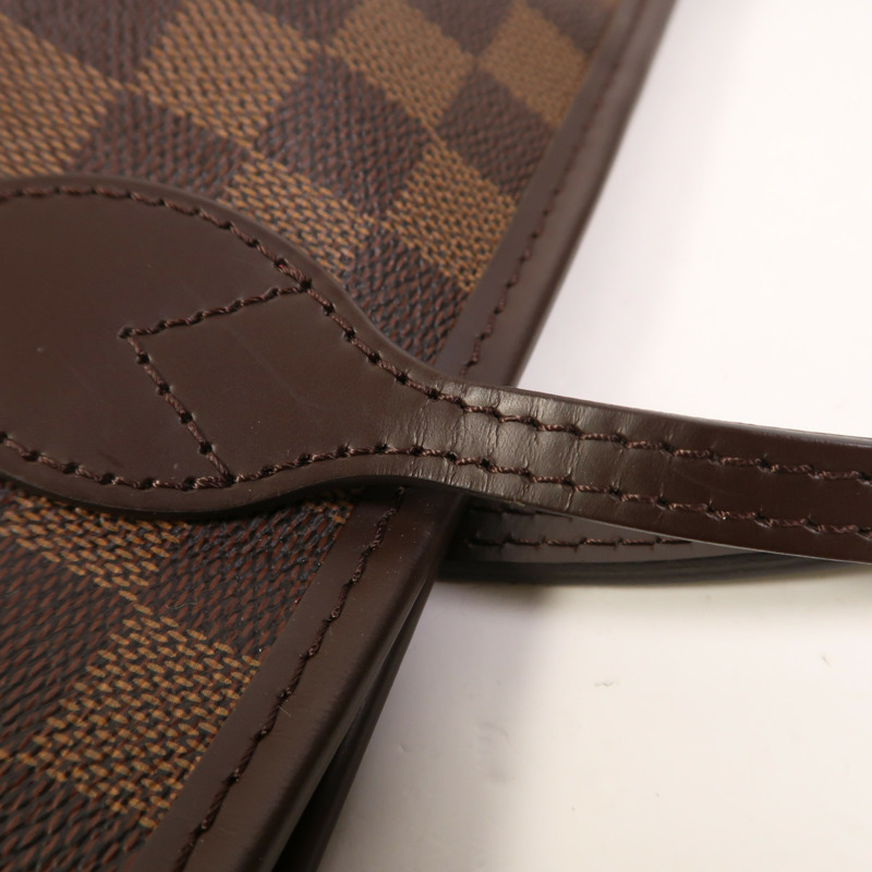 LOUIS VUITTON Damier Neverfull MM金扣手挽袋/肩背袋棕色-16