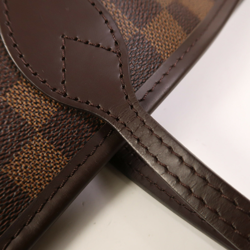 LOUIS VUITTON Damier Neverfull MM金扣手挽袋/肩背袋棕色-17