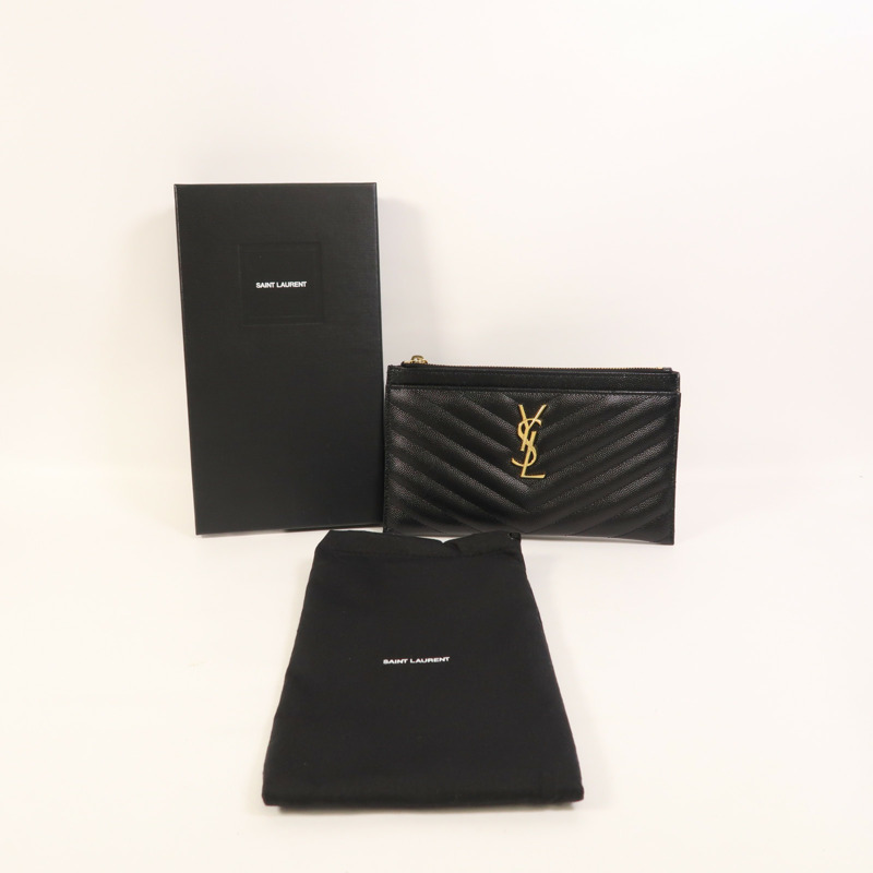 YVES SAINT LAURENT 牛皮皮革Pouch金扣手拿包-7