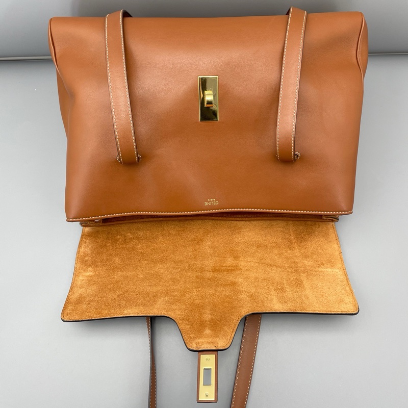 celine賽琳soft16中號全皮焦糖色/32*23*13cm-8