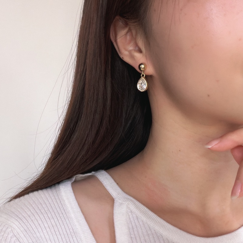 Christian Dior 迪奧 萊茵石水滴耳釘 耳針 耳環-1