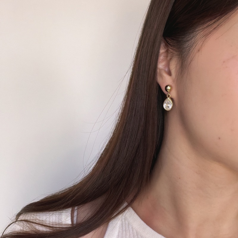 Christian Dior 迪奧 萊茵石水滴耳釘 耳針 耳環-2