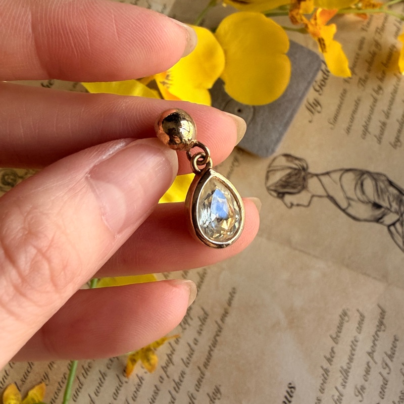 Christian Dior 迪奧 萊茵石水滴耳釘 耳針 耳環-5