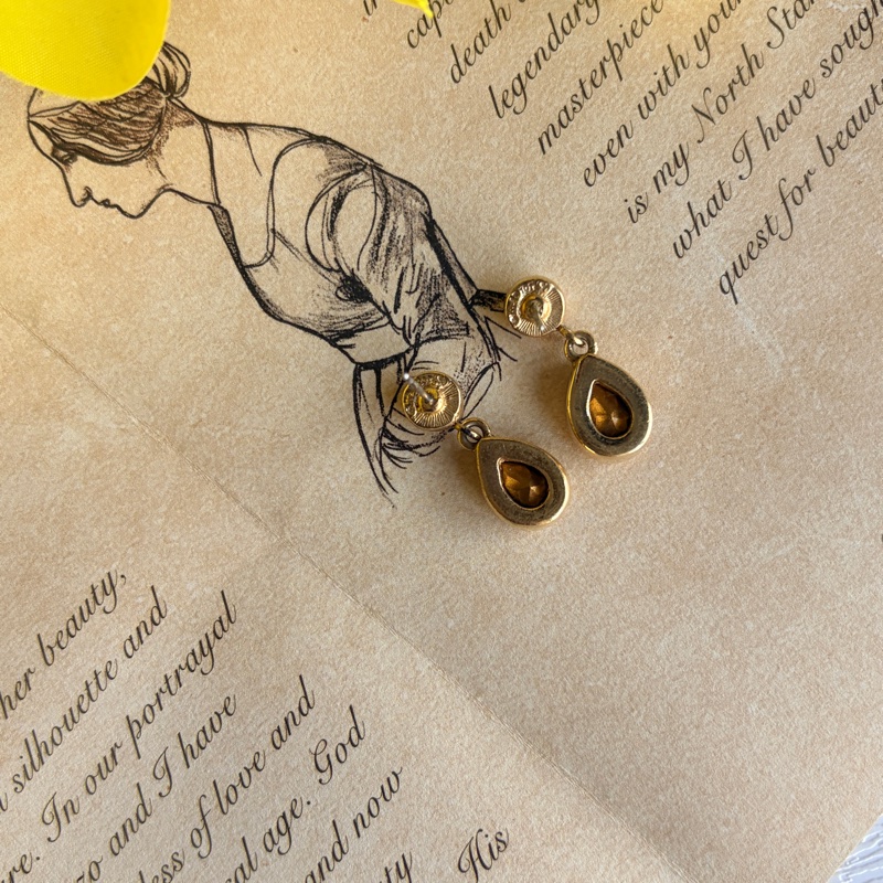 Christian Dior 迪奧 萊茵石水滴耳釘 耳針 耳環-11