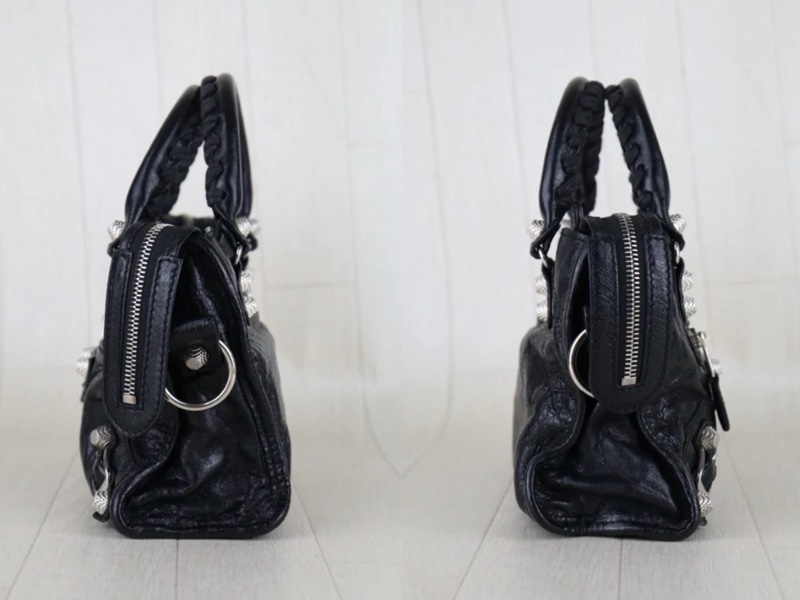 「JL精品代購」98新 Balenciaga mini city 機車包黑銀-4