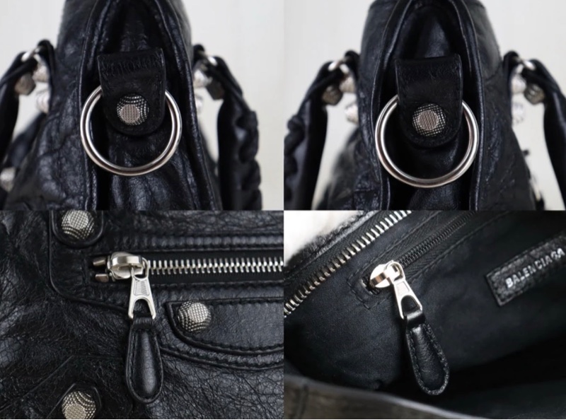 「JL精品代購」98新 Balenciaga mini city 機車包黑銀-8