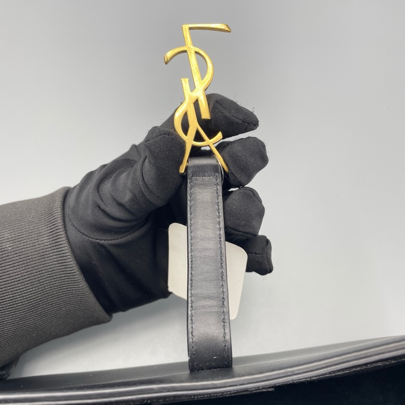 98新 YSL圣罗兰hobo腋下包中号黑金/24*14*6cm-6