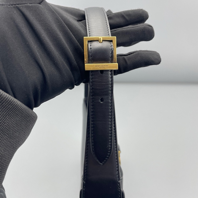 98新 YSL圣罗兰hobo腋下包中号黑金/24*14*6cm-8