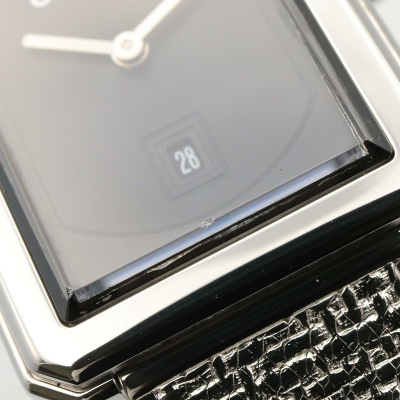 香奈兒男友風斜紋軟呢腕錶，不鏽鋼材質，女款，黑色，H4878-8