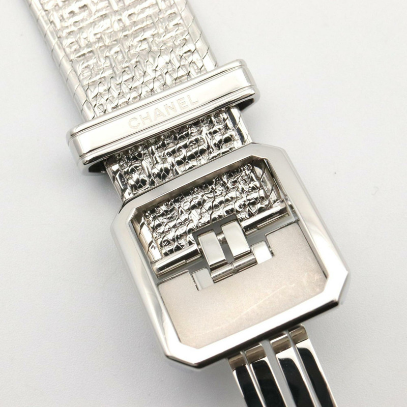 香奈兒男友風斜紋軟呢腕錶，不鏽鋼材質，女款，黑色，H4878-11