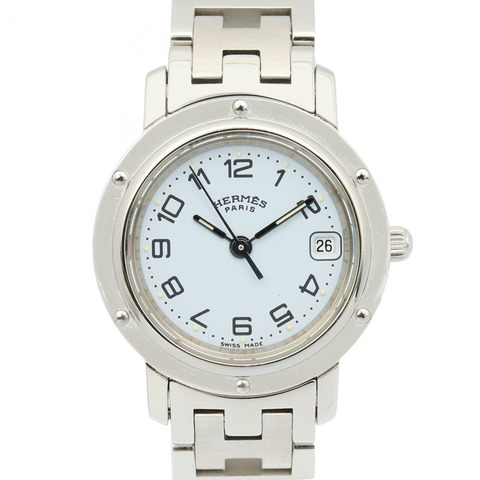 愛馬仕 Clipper 系列腕錶，不鏽鋼材質，女士款，白色，CL4.210