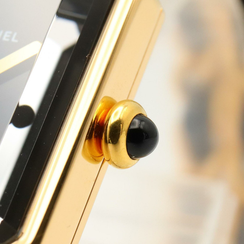 香奈兒 Premiere S 女士腕錶,鍍金錶殼,黑色皮錶帶,H0001-2