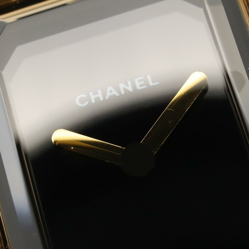 香奈兒 Premiere S 女士腕錶,鍍金錶殼,黑色皮錶帶,H0001-3