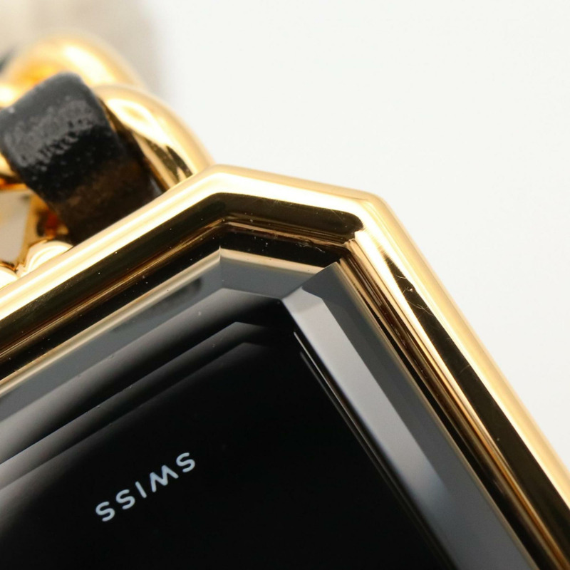 香奈兒 Premiere S 女士腕錶,鍍金錶殼,黑色皮錶帶,H0001-4