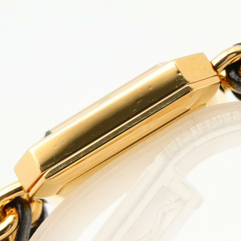 香奈兒 Premiere S 女士腕錶,鍍金錶殼,黑色皮錶帶,H0001-6