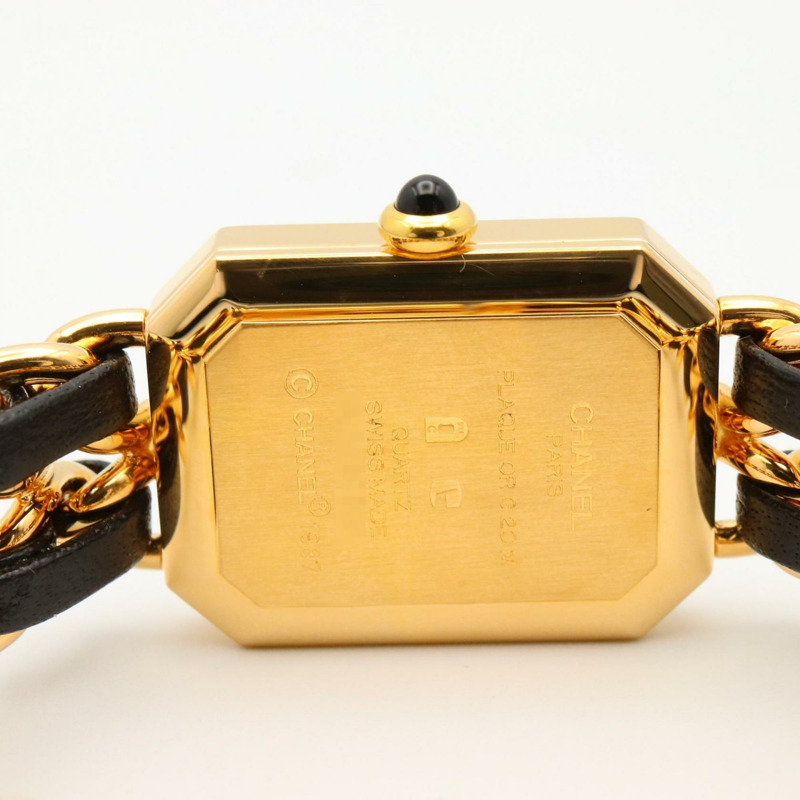 香奈兒 Premiere S 女士腕錶,鍍金錶殼,黑色皮錶帶,H0001-8