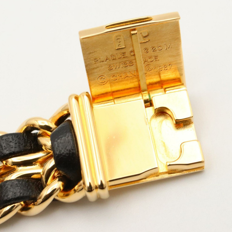 香奈兒 Premiere S 女士腕錶,鍍金錶殼,黑色皮錶帶,H0001-12