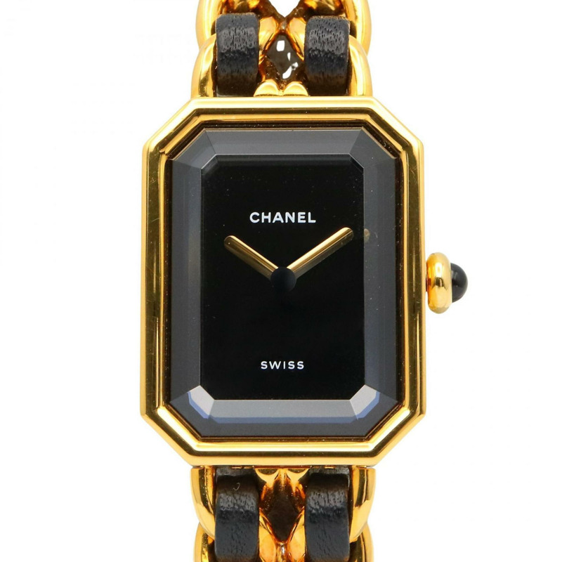 香奈兒 Premiere M 系列腕錶,鍍金,配皮錶帶,黑色,女士款,H0001-0